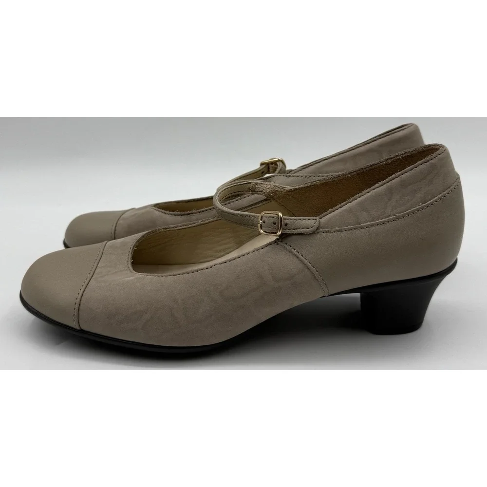 SAS Isabel Beige Snake Leather Shoes Mary Jane  Pumps Mid‎ Heel Buckle US Sz 9.5